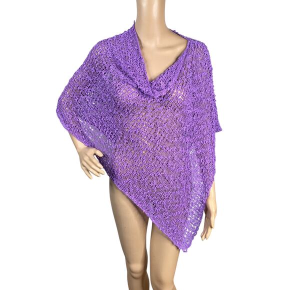 Lost River Clothing Hand Knit Crochet Cowl Lagenlook Asymmetric Poncho Sweater - Picture 1 of 10